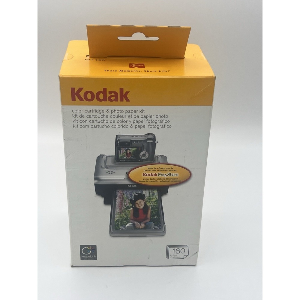 Kodak PH-160 Color Cartridge & Photo Paper Kit 3 Cartridges 140 Sheets